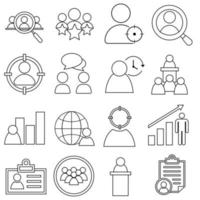 Head Hunting Vector Icon set. Contains such Icons as Career growth, Candidate, Search, CV, Card Index, Outsource and more illustration.