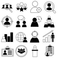 Head Hunting Vector Icon set. Contains such Icons as Career growth, Candidate, Search, CV, Card Index, Outsource and more illustration.