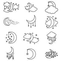 Moon and Stars icon vector set. Night illustration sign collection. dream symbol. Sleep logo.