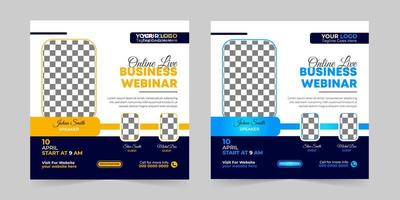 Editable business webinar conference square social media post and digital marketing promotion advertising banner design template vector