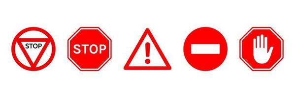 Set of Stop and prohibition sign. Forbidden Icon set flat vector illustration