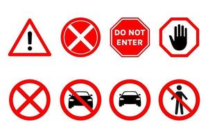 Collection of prohibition signs. Do not enter, Forbidden Icon set flat vector illustration