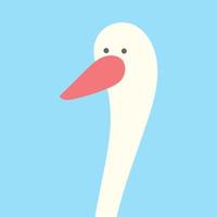 Portrait of a white goose. bird head with beak. Domestic farm bird. Duck with a light feather vector