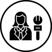 Female Journalist Vector Icon Design