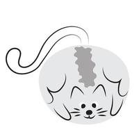 Gray round cat. Stylized character, clip art, logo, design vector