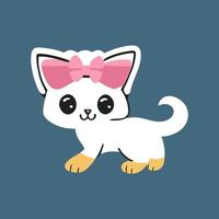 Cute kawaii cat character illustration, vector sticker.