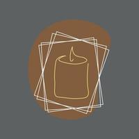 Candle continuous one line drawing with frame vector