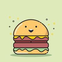 Cute Vector Cheese Burger And Patty Cartoon