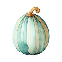 Watercolor Blue Pumpkins Illustration. Isolated object on white background. photo