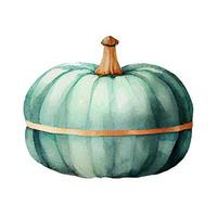 Watercolor Blue Pumpkins Illustration. Isolated object on white background. photo