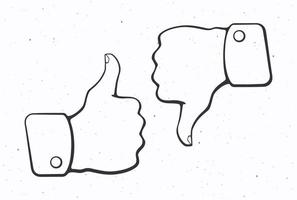 Doodles of thumb up and thumb down symbols of like and dislike vector