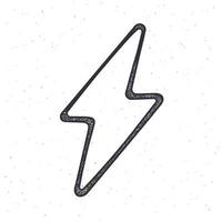 Outline of electric lightning bolt. Thunderbolt strike symbol. Lightning flash symbol. Vector illustration. Hand drawn black ink sketch, isolated on white background