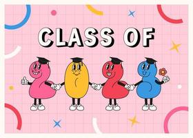 Class of 2023. Comic banner or poster in retro cartoon style. vector