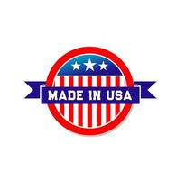 Made in USA label icon with american flag vector