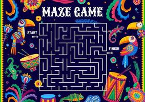 Labyrinth maze, help to toucan find couple game vector