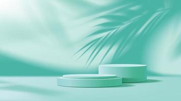 Turquoise podium mockup, empty round pedestal vector