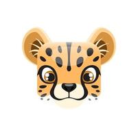 Cartoon cheetah cub kawaii square animal face vector