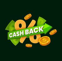 Cash back label loyalty program percentages refund vector