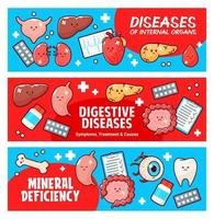 Sick human body organ characters digestive disease vector