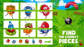 Find correct pieces game with berry characters vector