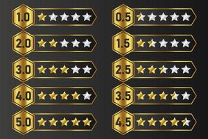 stars rating review hexagonal golden luxury quality service customers feedback star rate template design vector