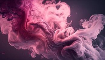 , Flowing light pink, viva magenta smoke with splashes. Soft fluid banner, spring female mood, 3D effect, modern macro realistic abstract background illustration, ink in water effect. photo