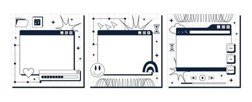 The screen of an old retro PC in the y2k style. . A template for notes. An empty space for social media vector