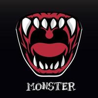 Mouth monster wild animal cartoon vector. Canine tooth monster cartoon vector