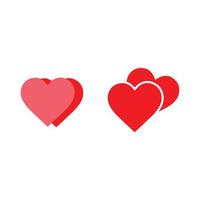 set of two heart icons isolated on white background vector