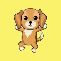 Cute Dog jumping Cartoon Sticker vector Illustration