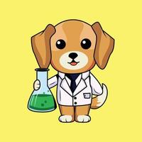 Cute Scientist Dog Cartoon Sticker vector Illustration
