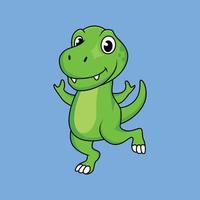 Cute dinosaur jumping Cartoon Sticker vector Illustration