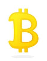 Golden bitcoin sign. Symbol of crypto currency. Global virtual internet money. Block chain based secure crypto currency vector