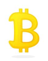 Golden bitcoin sign. Symbol of crypto currency. Global virtual internet money. Block chain based secure crypto currency vector