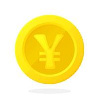 Gold coin of Japanese yen or Chinese Yuan in flat style vector