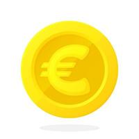 Gold coin of European Union euro in flat style vector