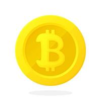 Gold coin with Bitcoin sign in flat style vector