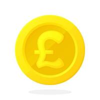 Gold coin of British pound in flat style vector