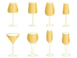 Set of golden wine glasses vector illustration