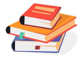 Stack of books with bookmarks. Color flat vector illustration isolated on a white background