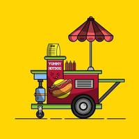 Mobile fast food hot dog kiosk in vector