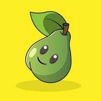 Green pear isolated in vector illustration