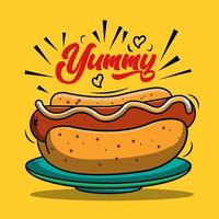 Sausage bun or hot dog in vector