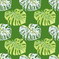 Monstera leaves seamless pattern. Exotic jungle plants endless wallpaper. Leaf background. Hawaiian rainforest floral backdrop. vector