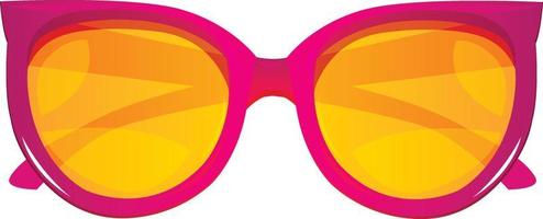 Cartoon pink summer beach sunglasses with yellow glasses. Modern summer accessory design. Women's accessory vector illustration