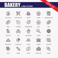 Bakery icon set - outline icon collection, vector