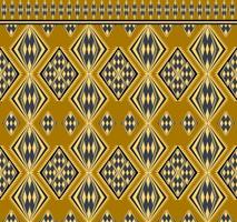 Ethnic folk geometric seamless pattern in yellow and dark blue tone in vector illustration design for fabric, mat, carpet, scarf, wrapping paper, tile and more