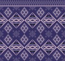 Ethnic folk geometric seamless pattern in purple tone in vector illustration design for fabric, mat, carpet, scarf, wrapping paper, tile and more
