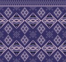 Ethnic folk geometric seamless pattern in purple tone in vector illustration design for fabric, mat, carpet, scarf, wrapping paper, tile and more