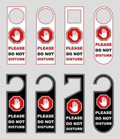 door hanger do not disturb handle knob tags hotel room signage labels hand signs card prohibition vector